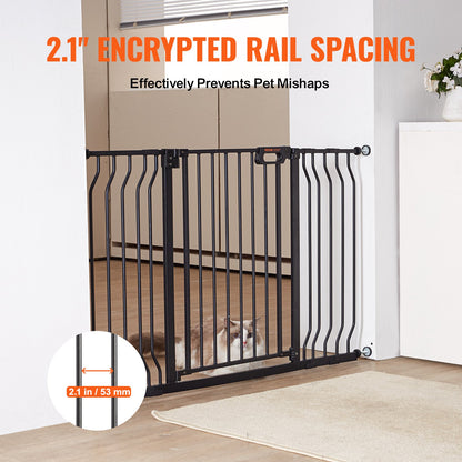 Baby Gate, 29.5"-51" Extra Wide, 30" High, Dog Gate for Stairs Doorways and House, Easy Step Walk Thru Auto Close Child Gate Pet Security Gate with Pressure Mount Kit and Wall Mount Kit, Black