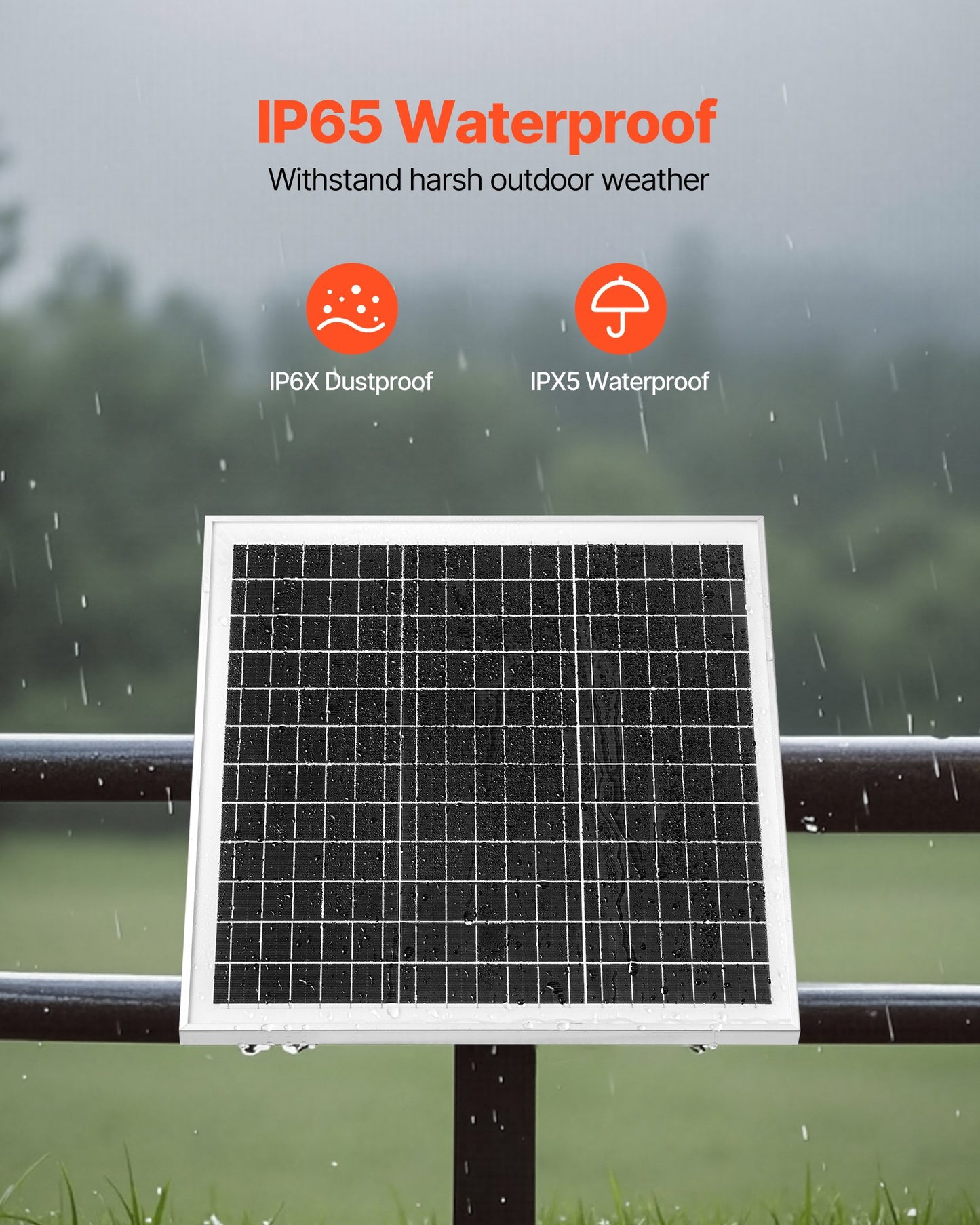 20W 12V solpanelsbatteriladdare, solcellsbatteriunderhållsladdare med inbyggd styrenhet och stolpfäste, IP65 vattentät för grind, staket, gård, gräsmatta (passar 40mm-68mm stolpar)