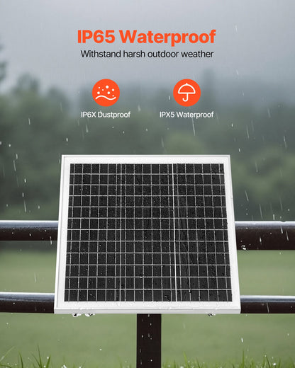20W 12V solpanelsbatteriladdare, solcellsbatteriunderhållsladdare med inbyggd styrenhet och stolpfäste, IP65 vattentät för grind, staket, gård, gräsmatta (passar 40mm-68mm stolpar)
