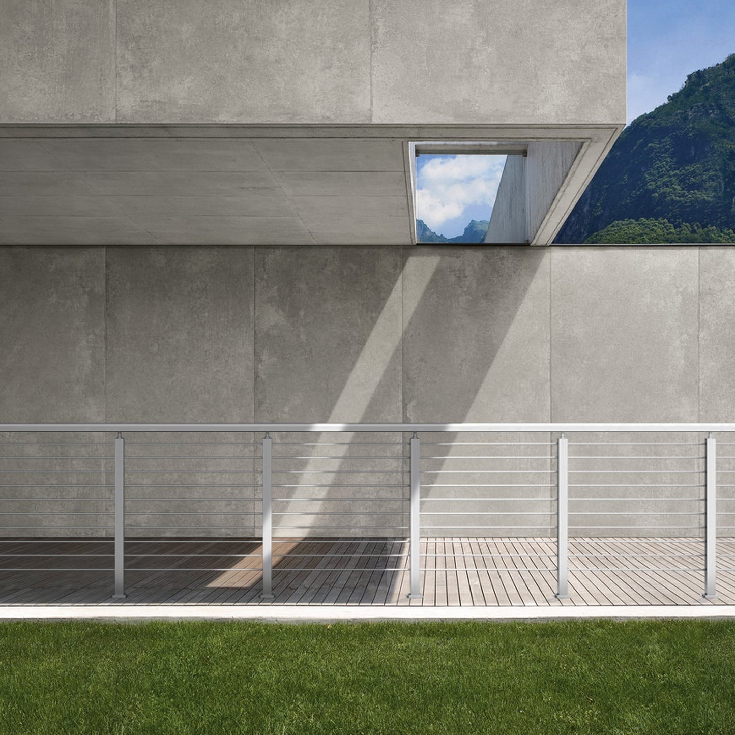 Kabelräckesstolpe, 36" x 1" x 2" stålräckesstolpe med horisontellt hål, 11 förborrade hål, kabelräckesstolpe i rostfritt stål SUS304 med horisontellt och böjt fäste, LGZYY91.42.551C3JV0