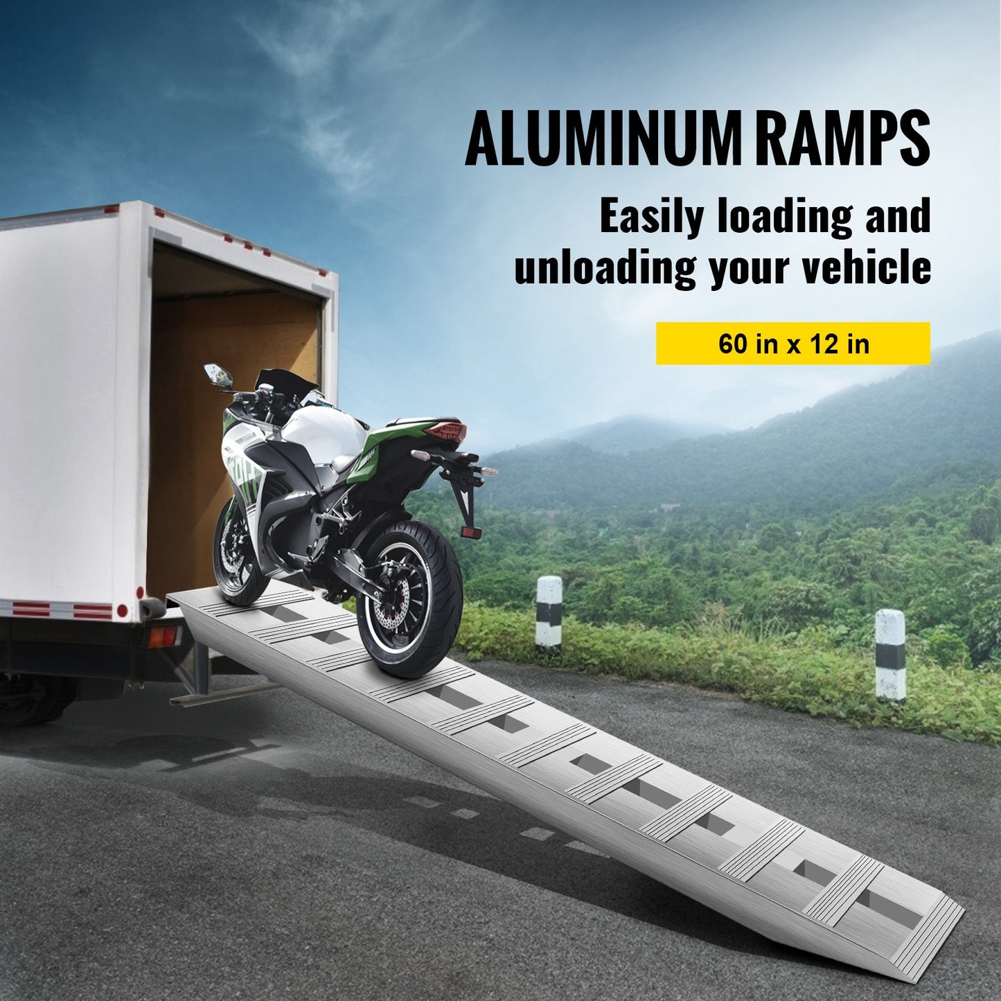 152.4 x 30.5 cm Aluminum Trailer Ramps 2721.6 kg Total Beavertail Hook End 1 Pair 2 Ramps