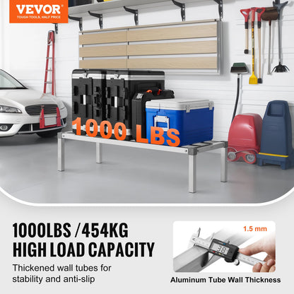 Aluminiumställ för lastutrymme, 112 x 50 cm kommersiellt golvställ för livsmedel, 30 cm från golvet, helsvetsat förvaringsställ i aluminium med en kapacitet på 450 kg, för förvaring i restauranger, kök, garage och fordon