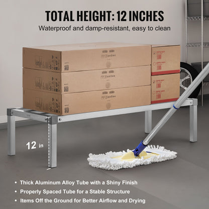 Aluminiumställ för lastutrymme, 112 x 50 cm kommersiellt golvställ för livsmedel, 30 cm från golvet, helsvetsat förvaringsställ i aluminium med en kapacitet på 450 kg, för förvaring i restauranger, kök, garage och fordon