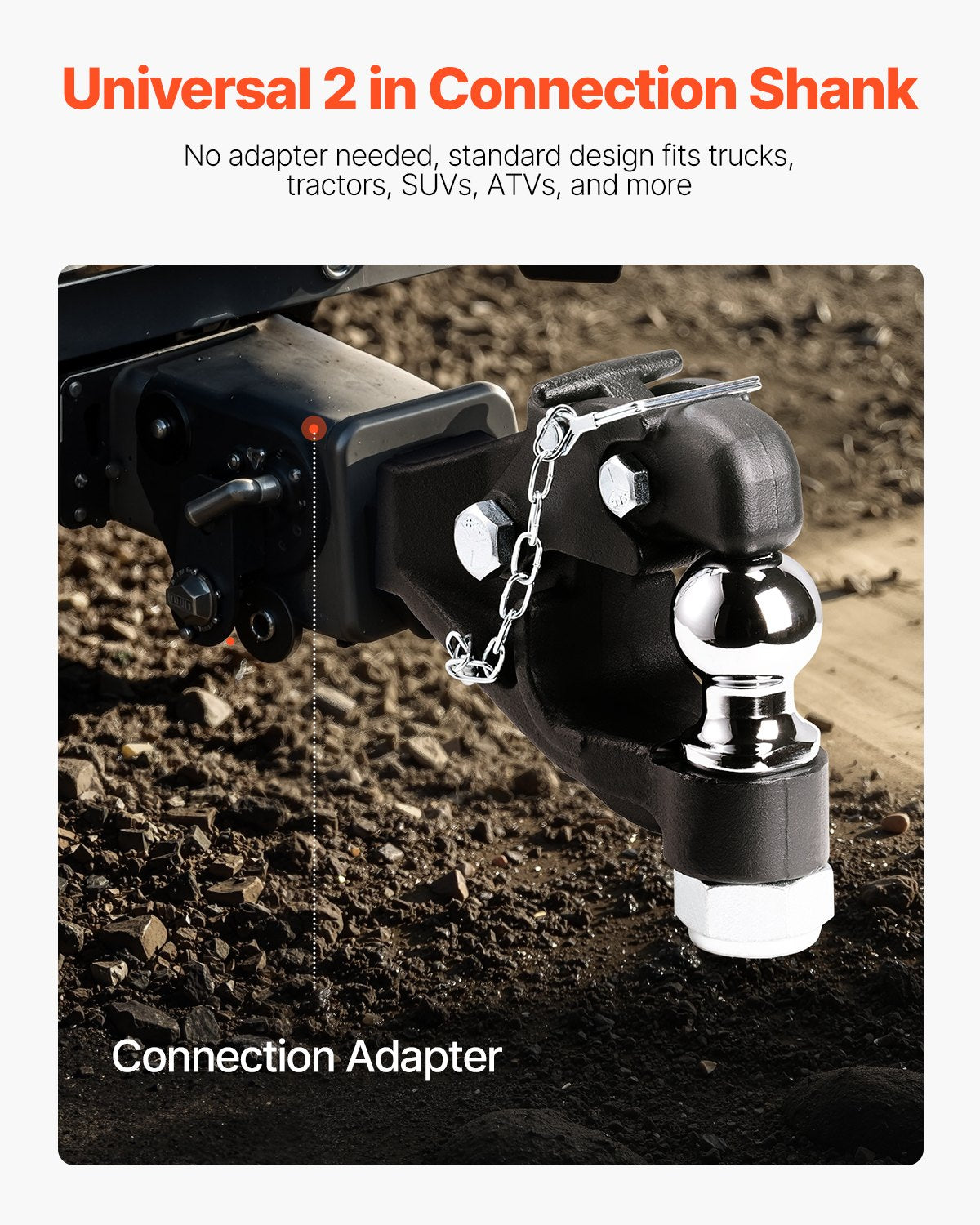 Pintle Hook, 16000 lbs Towing Capacity, Pintle Hook Hitch for 2-inch Hitch Hook Military Receiver, Combination 2-inch Hitch Ball, Fits 2.5 to 3-inch Lunette Ring, Black Powder Coat, for Trailers