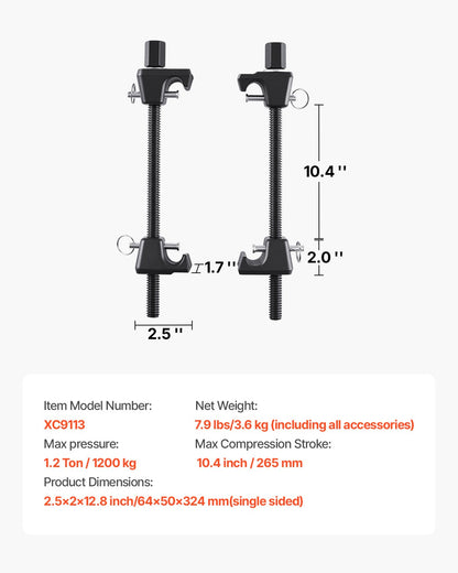 Strut Spring Compressor, 2 Pack, Heavy Duty Coil Spring Compressor Tool with 10.4 Inches(256 mm) Range, Compatible with 0.86 inches(22 mm) Hex Sockets, Fit for Car Truck Motorcycle, Black