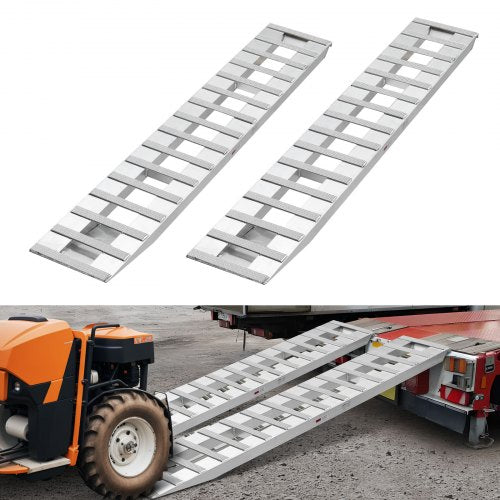 Loading Ramps, 2 Pcs 2400 x 380 mm, Durable Aluminum and Heavy-Duty Trailer Ramp Set with Anti-Slip Plates, 2721.6 kg Combined Capacity, for Carts, Farm Tractors, ATVs, Lawn Mowers, Motorcycles