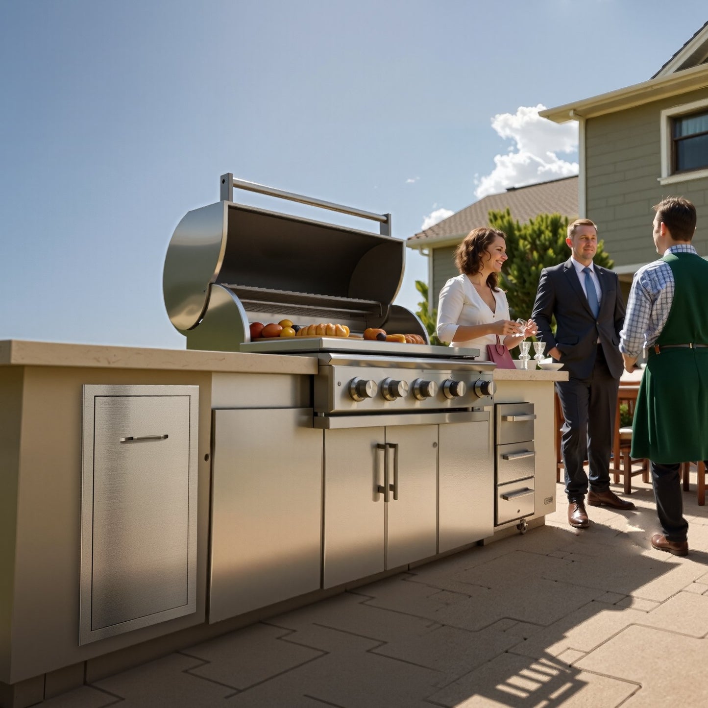 Soplåda för utomhuskök, 33,5 cm B x 49,6 cm D x 61,8 cm H Invändig förvaring, mångsidiga utekökslådor i rostfritt stål, maxkapacitet per våning, 22,5 kg, för utomhuskök med grillö