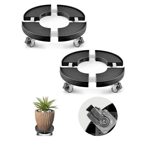 Trash Can Dolly with 4 Lockable Wheels, 440lbs Weight Capacity, 2 Packs Round Trash Can Roller Base, 15-22.8 in Adjustable, Heavy Duty Plant Caddy, Multi-Functional Rolling Dolly Cart, Black
