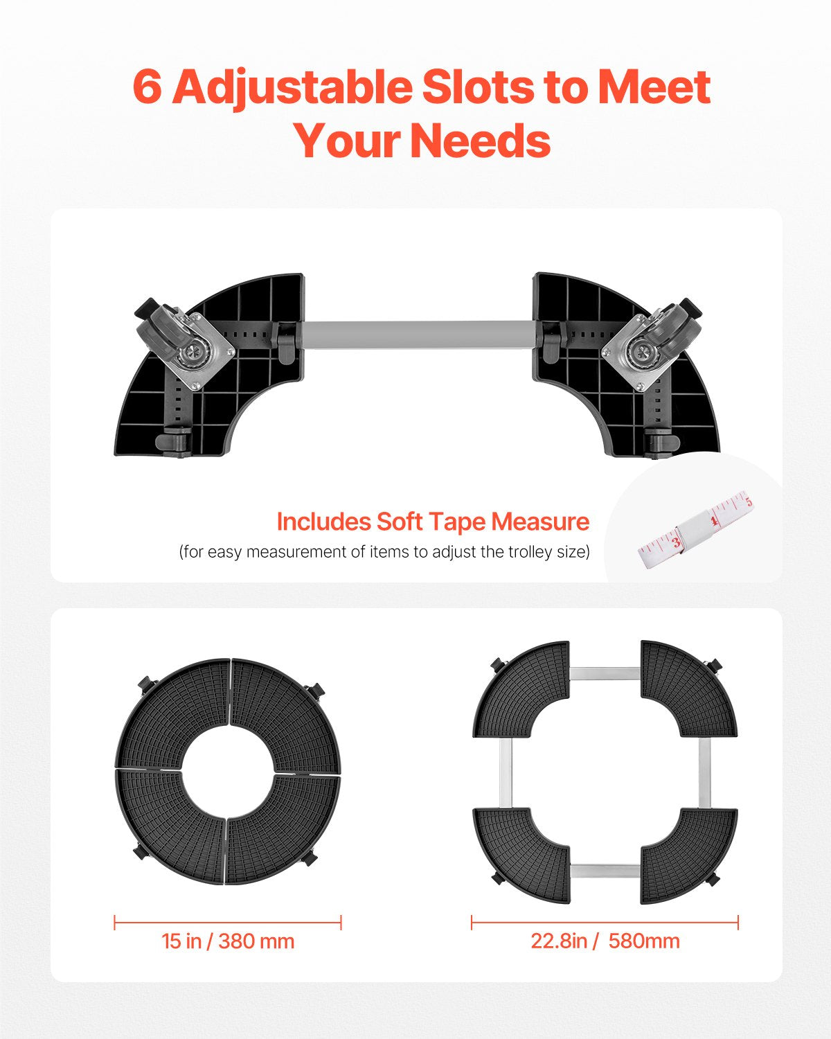 Papperskorg med 4 låsbara hjul, 180 kg viktkapacitet, 2-pack rund papperskorg med rullbas, 35-51 cm justerbar, kraftig växtvagn, multifunktionell rullvagn, svart