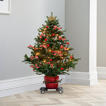 Papperskorg med 4 låsbara hjul, 180 kg viktkapacitet, 2-pack rund papperskorg med rullbas, 35-51 cm justerbar, kraftig växtvagn, multifunktionell rullvagn, svart