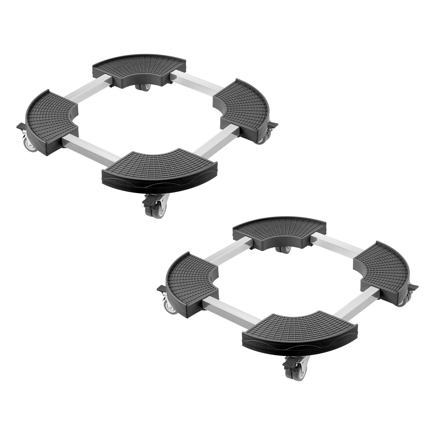 Papperskorg med 4 låsbara hjul, 180 kg viktkapacitet, 2-pack rund papperskorg med rullbas, 35-51 cm justerbar, kraftig växtvagn, multifunktionell rullvagn, svart