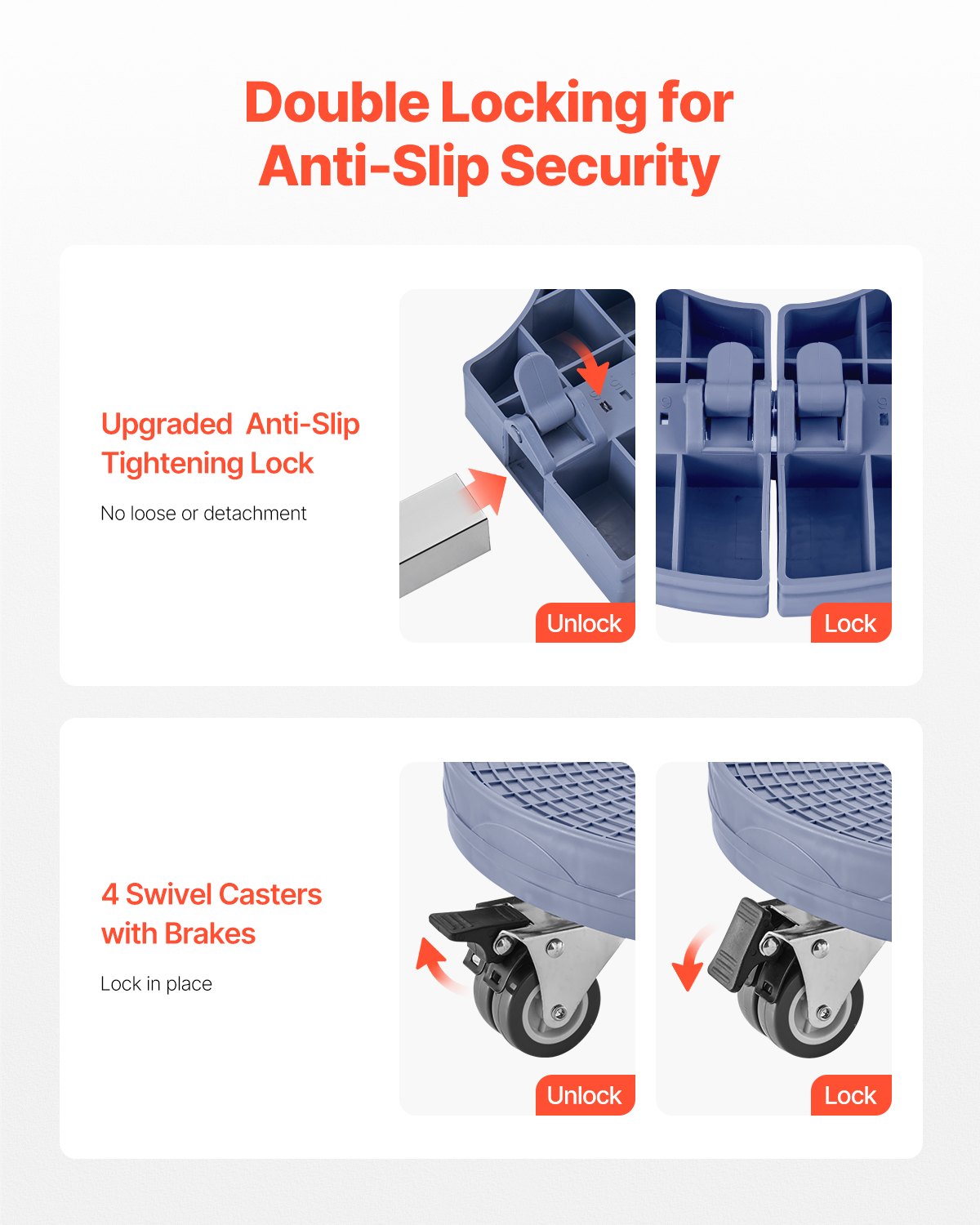 Trash Can Dolly with 4 Lockable Wheels, 440lbs Weight Capacity, Round Trash Can Roller Base, 15-22.8 in Adjustable, Heavy Duty Drum Dolly Plant Caddy, Multi-Functional Rolling Dolly Cart, Blue