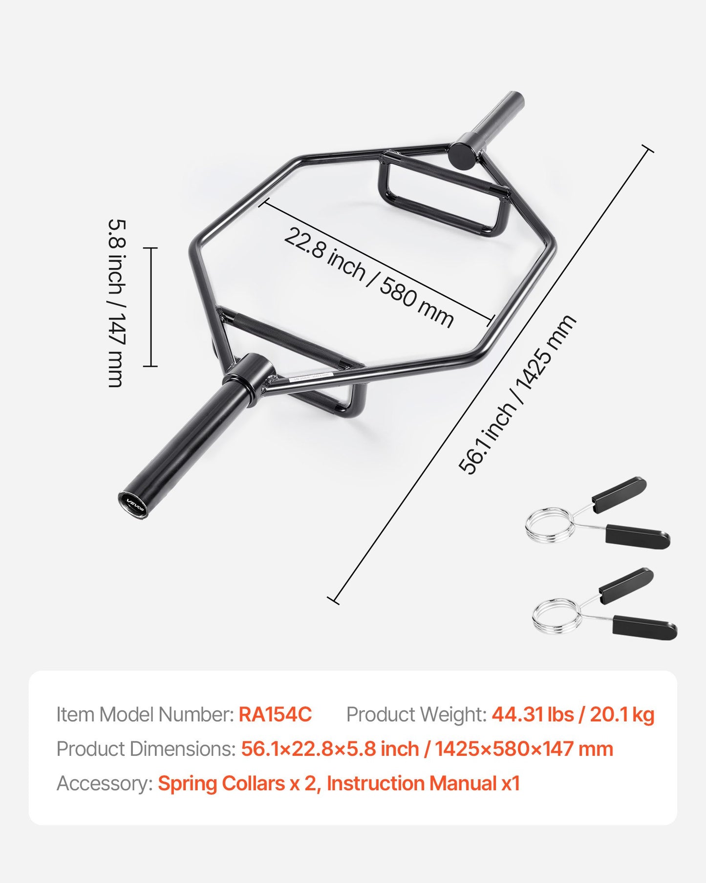 Trap Bar Hex Bar, 50 mm sexkantsstång, 360 kg kapacitet Shrug Bars med räfflade grepp, tyngdlyftnings- och styrketräningsutrustning, hemmagym för knäböj, marklyft, axelpress, svart