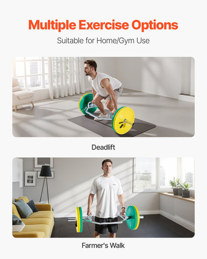 Trap Bar Hex Bar, 50mm Hex Barbell, 360 kg Capacity Shrug Bars with Knurled Grips, Weightlifting and Strength Training Equipment, Home Gym for Squats, Deadlifts, Shoulder Presses, Silver