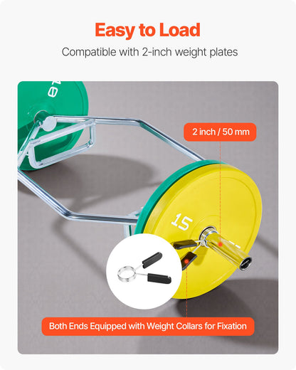 Trap Bar Hex Bar, 50mm Hex Barbell, 360 kg Capacity Shrug Bars with Knurled Grips, Weightlifting and Strength Training Equipment, Home Gym for Squats, Deadlifts, Shoulder Presses, Silver