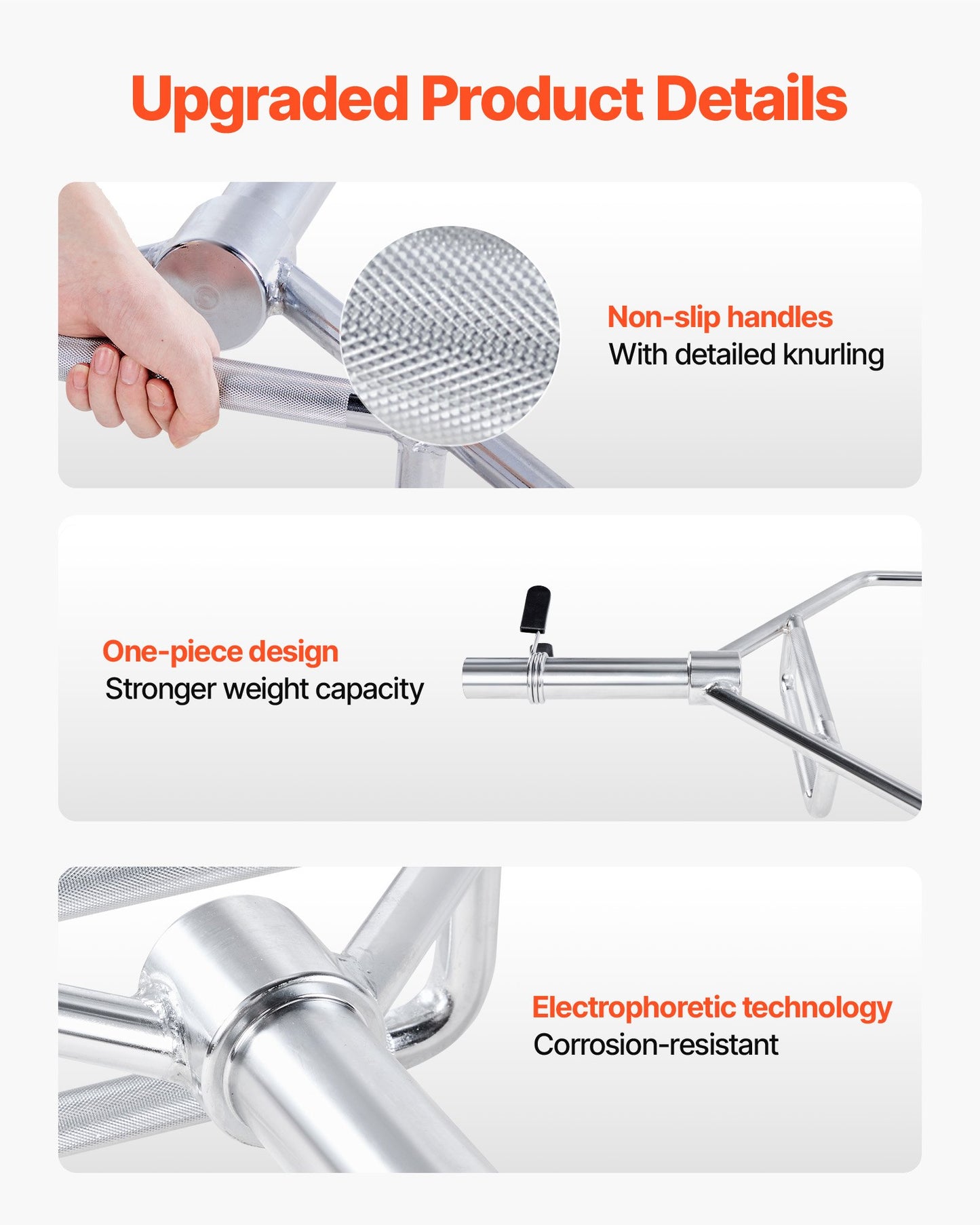 Trap Bar Hex Bar, 50mm Hex Barbell, 360 kg Capacity Shrug Bars with Knurled Grips, Weightlifting and Strength Training Equipment, Home Gym for Squats, Deadlifts, Shoulder Presses, Silver