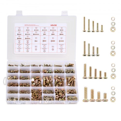 906 Pcs Bolts and Nuts Assortment Kit, Metric Machine Screws and Flat Washers, Alloy Steel M4/M5/M6/M8 Multiple Size, for Equipment Assembly, Vehicle Grade 8.8 Gold-Plated Galvanized