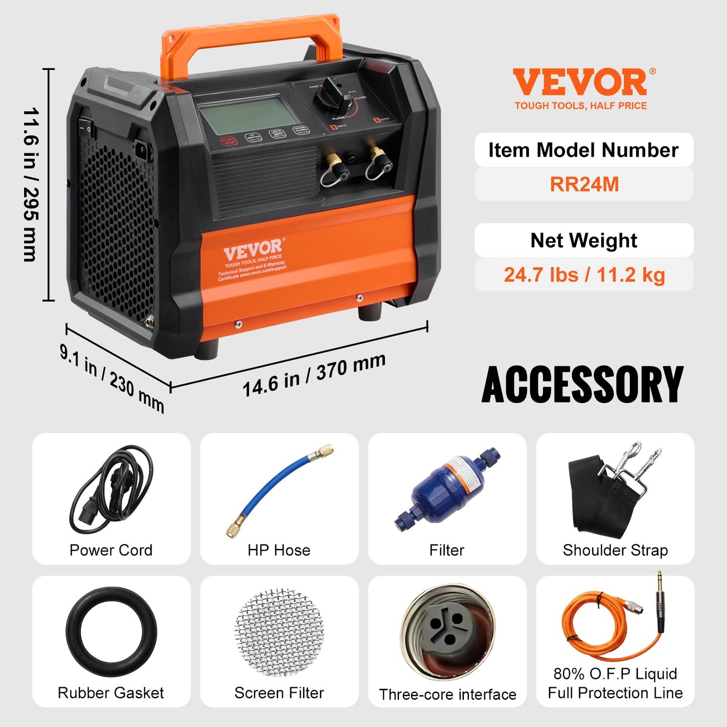 Köldmedieåtervinningsmaskin, 1 hk dubbelcylindrig bärbar AC-återvinningsmaskin med 3000 rpm borstlös motor, freonköldmedieåtervinningsverktyg för fordon, luftkonditionering, hushålls-VVS
