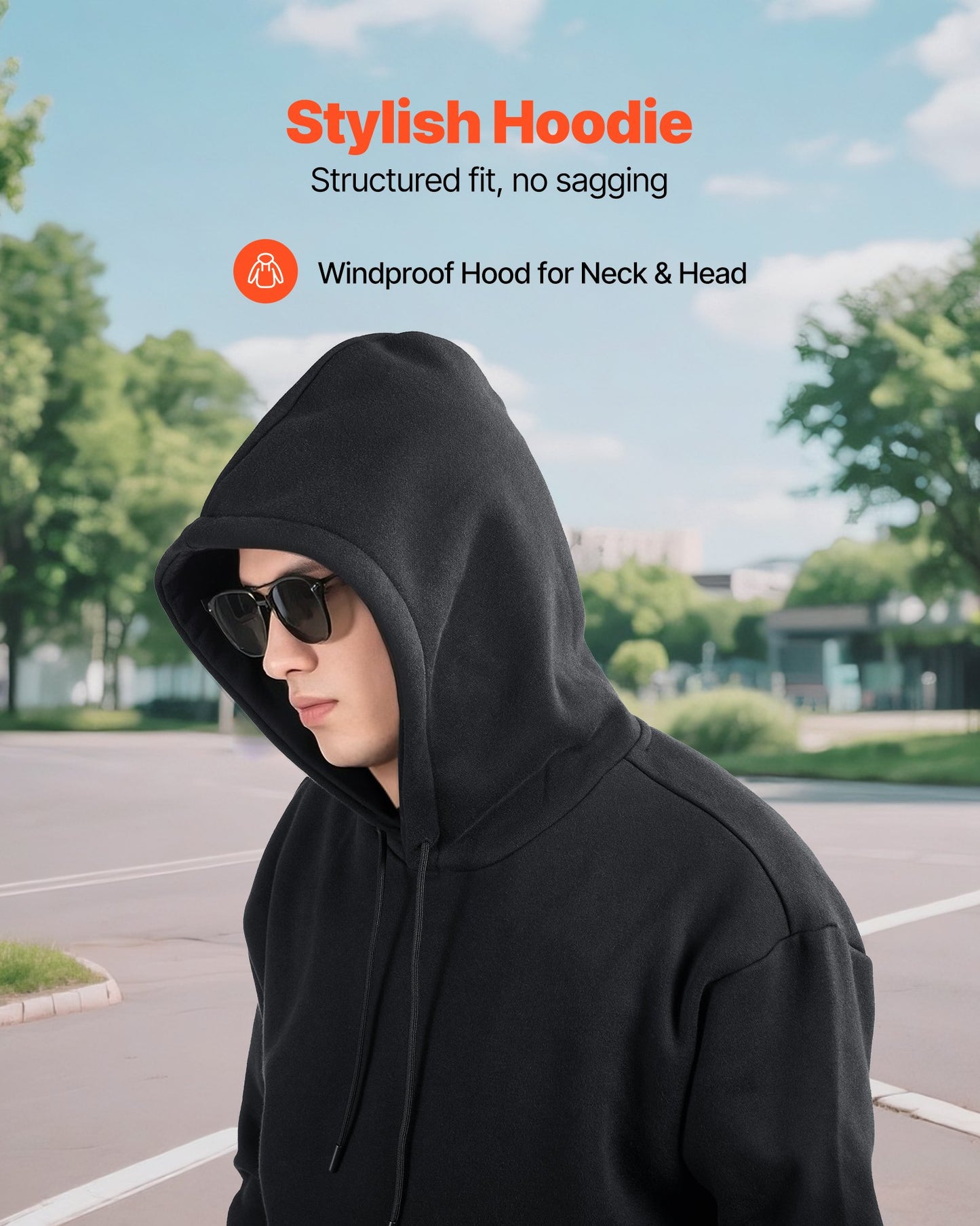 Women Pullover Hoodie, Large Size, Fleece Long Sleeve Comfy Casual Basic Pullover Hooded Sweatshirt, Warm & Skin-friendly, Practical & Trendy, Black Hoodie with Large Pocket for Fall & Winter