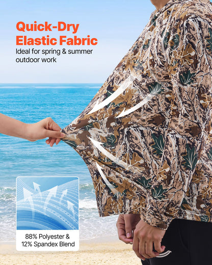 Camo-huvtröja, storlek 3x stor, herrtröja med huva, fukttransporterande och andningsbar, snabbtorkande, vandrings- och fisketröja med huva, långärmade jakttröjor för vår- och sommararbete utomhus