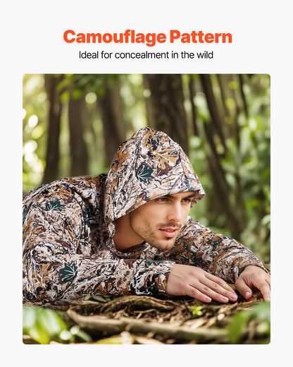 Camo Hoodie, XX-Large Size, Men Pullover Hooded Sweatshirt, Moisture Wicking & Breathable, Quick-dry, Hiking Fishing Shirt with Hood, Long Sleeves Hunting Shirts for Spring & Summer Outdoor Work