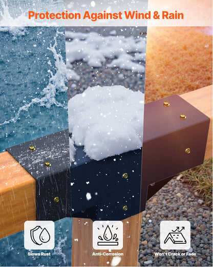 Pergola Kit 4-Pack, T-Shaped 4x4 (Actual 92 x 92 mm), 3-Way Pergola Brackets DIY Woodworking Gazebo Bracket Kit with Screws for 92 x 92 mm Wood Beams in Actual Size for Outdoor Party Banquet