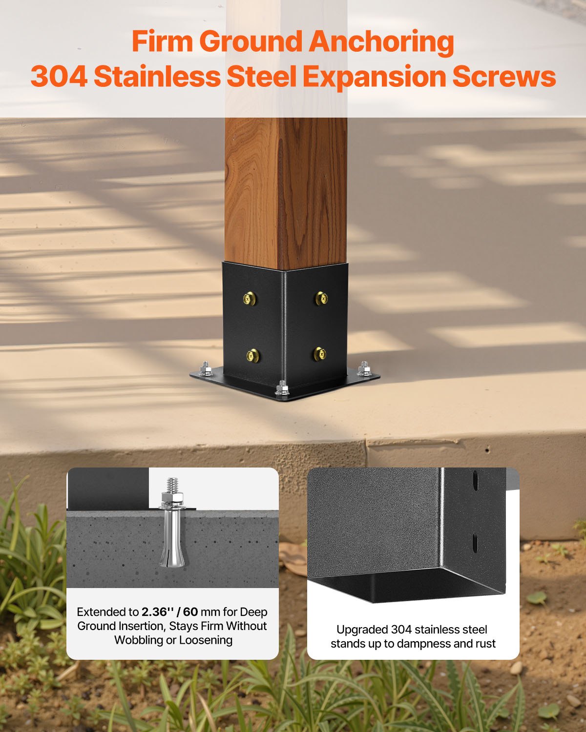 Pergola Kit, 4x4 Inch 3-Way Slanted Bracket for 92 x 92 mm Wood Beams in Actual Size, Carbon Steel Pergola Bracket with Screws and Post Bases, for Outdoor Wood Pergolas, Gazebos, Sheds, 8 Pcs