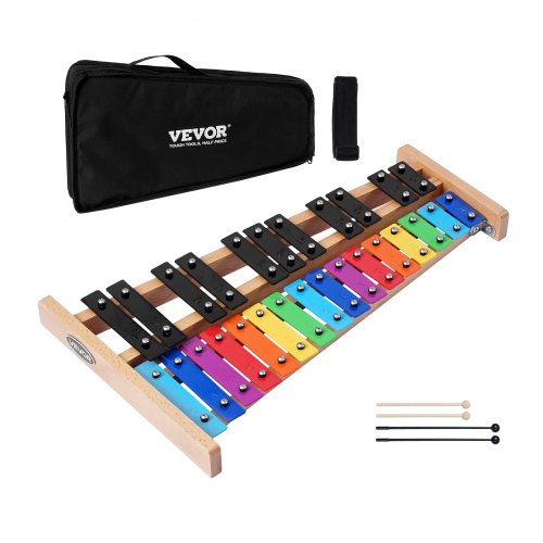Klockspelsxylofon, 27 toner, professionellt xylofonslagverk, med färgglada metalltangenter, inkluderar 4 klubbor, bärväska, nybörjarkit med musikinstrument för vuxna och barn