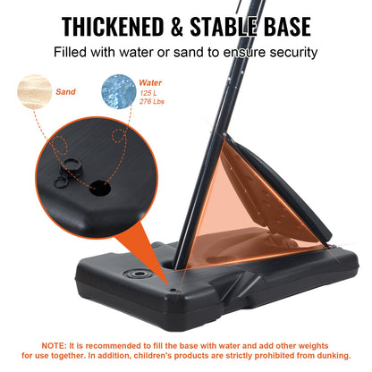 Basketball Hoop, 7.6-10 ft Adjustable Height Portable Backboard System, 54 inch Basketball Hoop & Goal, Kids & Adults Basketball Set with Wheels, Stand, and Fillable Base, for Outdoor/Indoor