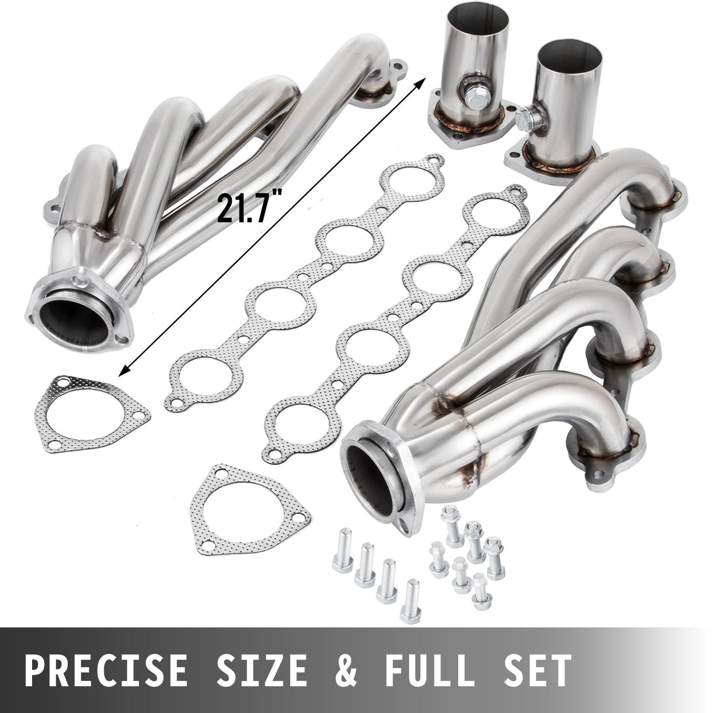 Avgasgrenrörssats 44,45 mm avgasturbogrenrör, avgasgrenrör i rostfritt stål, kort motorkonvertering LS-byte avgasgrenrör för Chevy LS1 LS2 LS3 LS6 LS10 SUV/lastbil