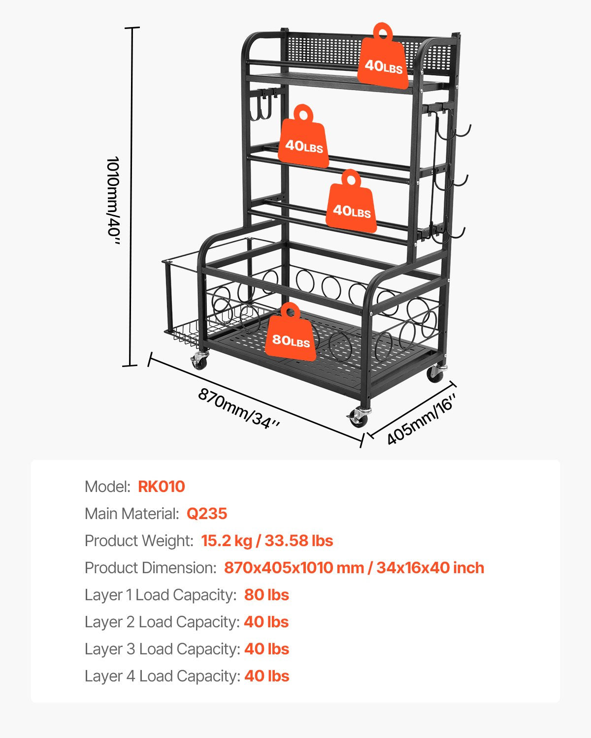 Yoga Mat Storage Rack, Home Gym Workout Equipment Organizer, Powder Coated Finish Steel Yoga Mat Holder with Hooks & Wheels, Weight Rack for Dumbbell, Kettlebell, Foam Roller, and Yoga Strap