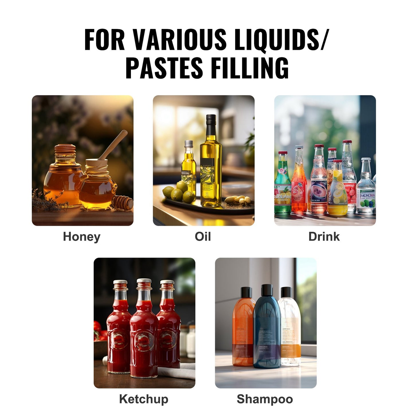 Pneumatic Paste Liquid Filling Machine, 5-50ml Bottle Filler, Bottle Filling Machine, Stainless Steel Liquid Filler with Pedal for Milk Water Juice Essential Oil Shampoo Cosmetic Honey Lotion