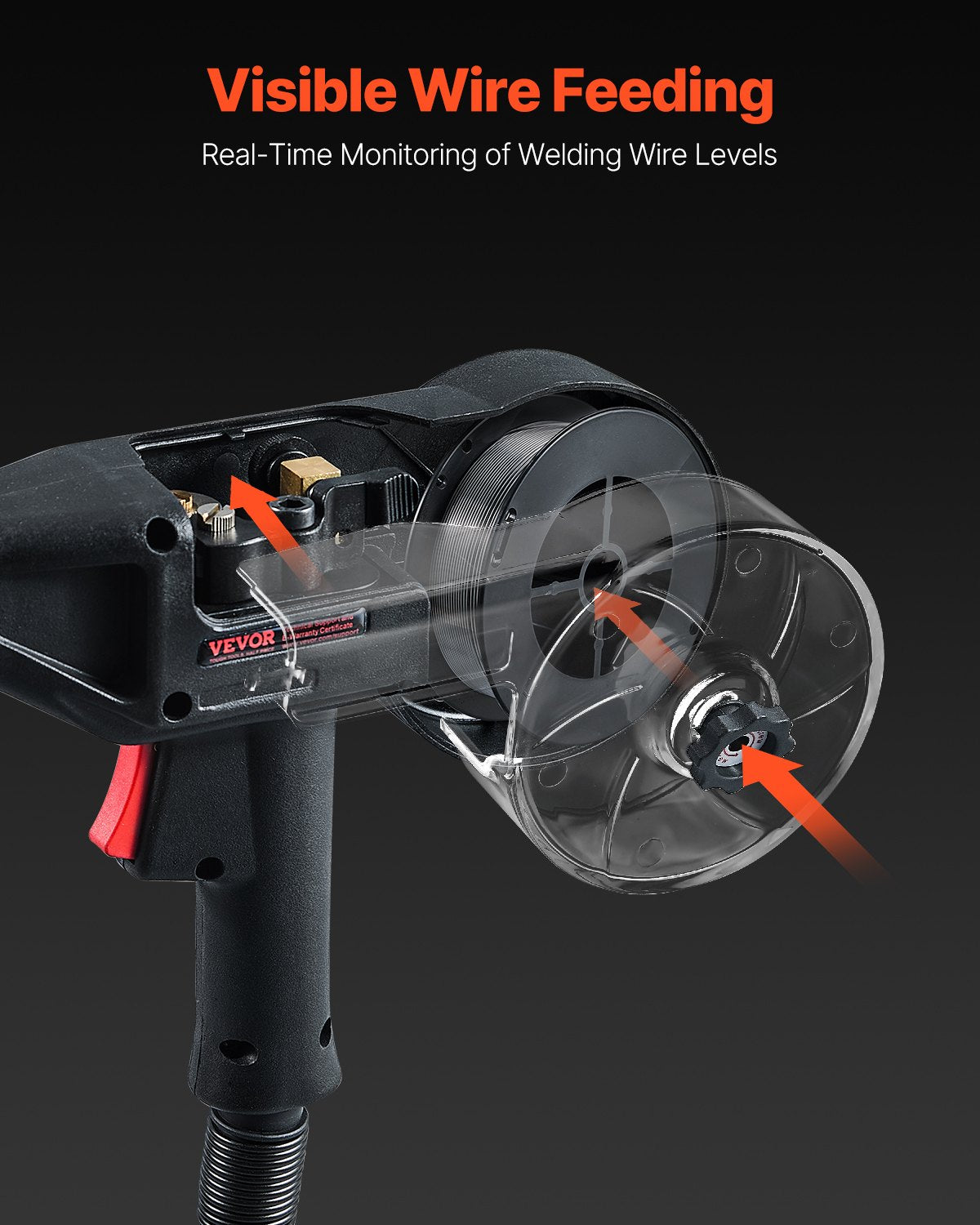 200A spolpistol med 10FT kabel, kompatibel med W Weldpro MlG200GDsv200 och MIG155GD svetsar, lämplig för 0,030" och 0,035" flusstråd/solid/aluminiumsvetstråd