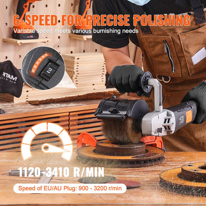 Poleringsmaskin, 1300W 6 varvtalsvariabel ytbehandlingsverktyg, handhållen elektrisk metallpoleringsmaskin med ståltrådspoleringsskiva för rostfritt stål, metall