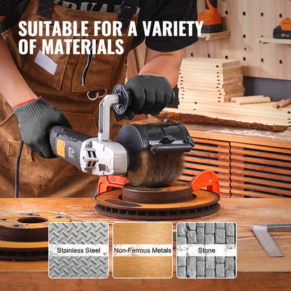 Poleringsmaskin, 1300W 6 varvtalsvariabel ytbehandlingsverktyg, handhållen elektrisk metallpoleringsmaskin med ståltrådspoleringsskiva för rostfritt stål, metall