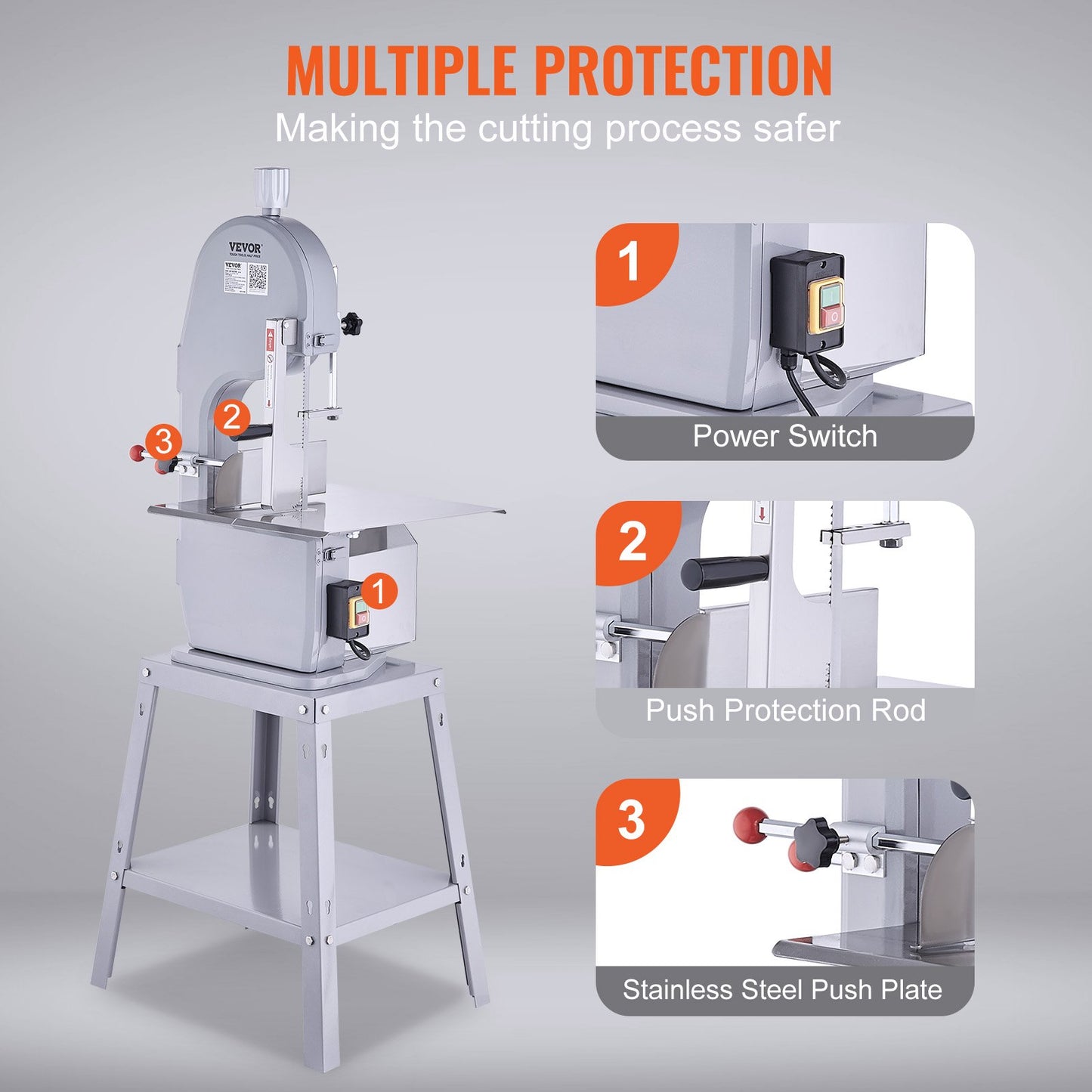 1500W Commercial Electric Meat Bandsaw Stainless Steel Bone Sawing Machine