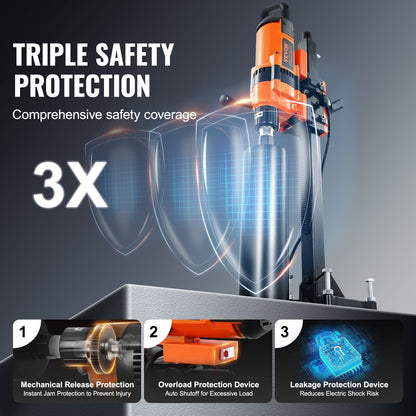 Core Drill Machine 2.03-30 cm Dia 3500W Diamond Core Drill Rig with Stand