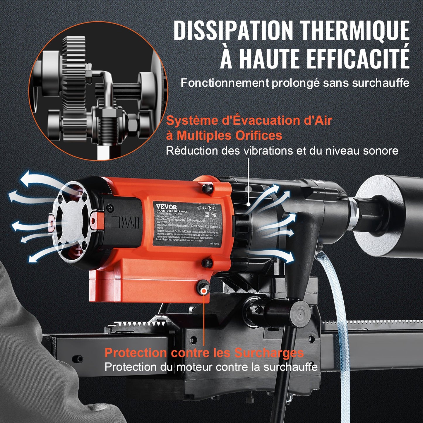 Wet&Dry Diamond Core Drill Machine Concrete Core Drill Rig 3200W 750RPM