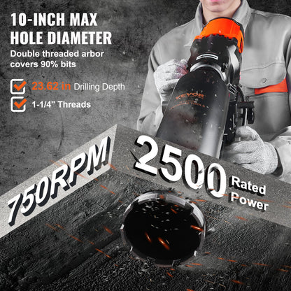 Diamantkärnborrmaskin Betongkärnborrigg Hjul 3200W 750 RPM