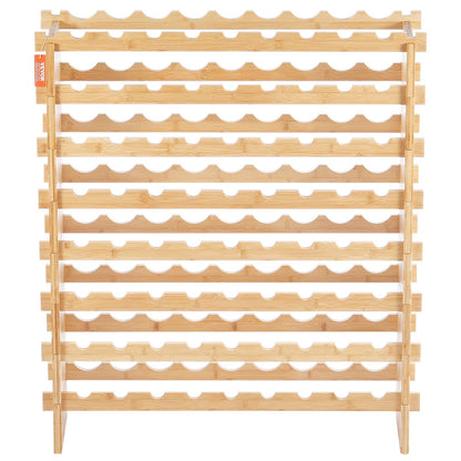 Uppgraderad modulär vinhylla för 72 flaskor, kontinuerlig förvaring av Pinot-flaskor, förvaringsställ i bambu med 8 våningar, fristående vinhållare på golvet, vingelfria hyllor för köksbar, vingelfria hyllor för källare