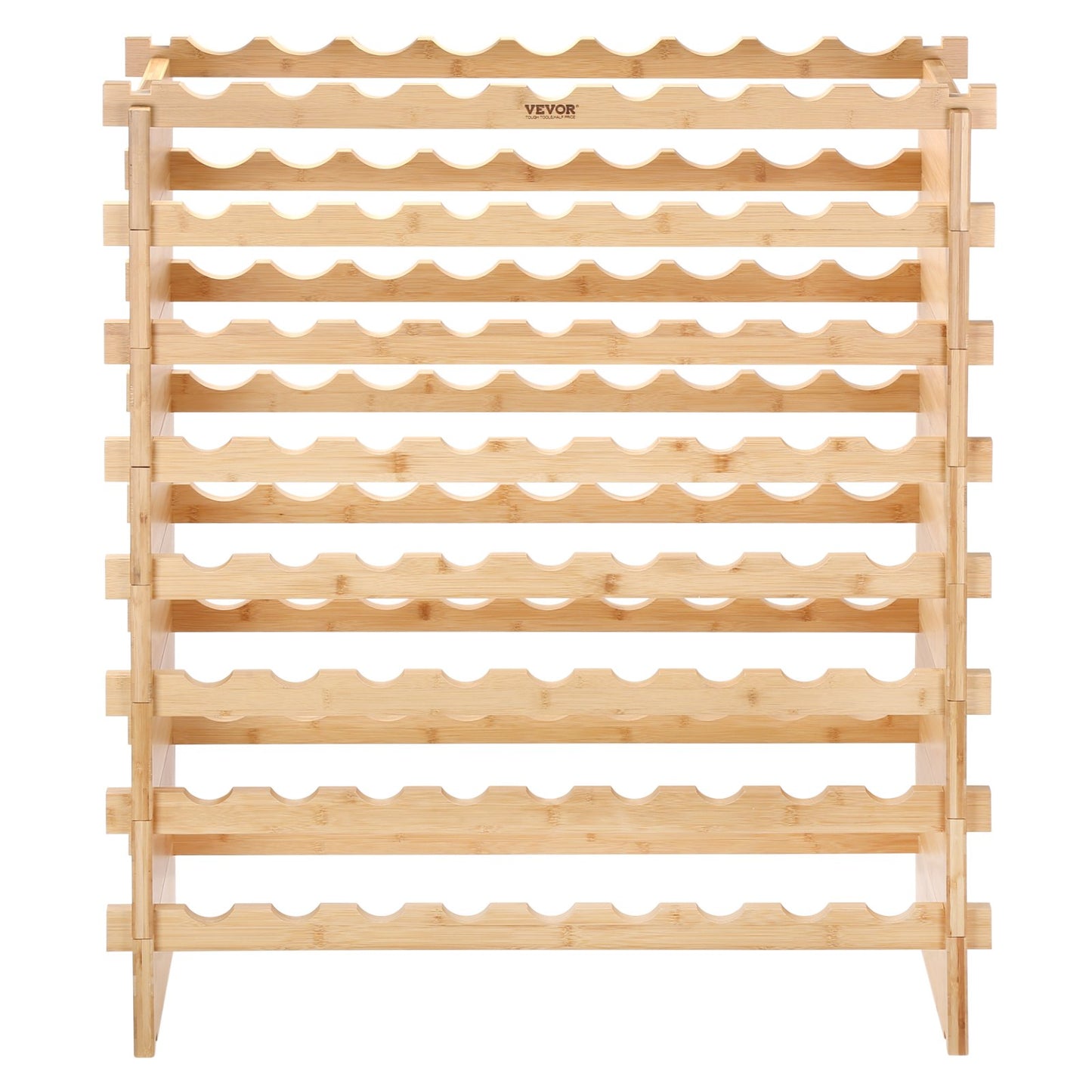 72 Bottle Stackable Modular Wine Rack Bamboo Wood Display Shelf 8-Tier