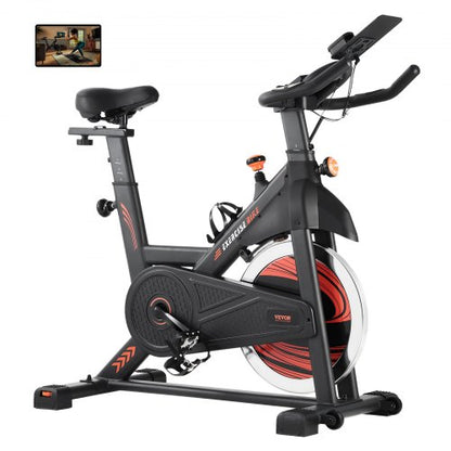 Exercise Bike, Adjustable Magnetic Resistance Stationary Bike, Indoor Cycling Bike for Home Cardio, Workout Bike with Silent Belt Drive, Comfortable Seat Cushion, LCD Monitor, and Heavy Flywheel