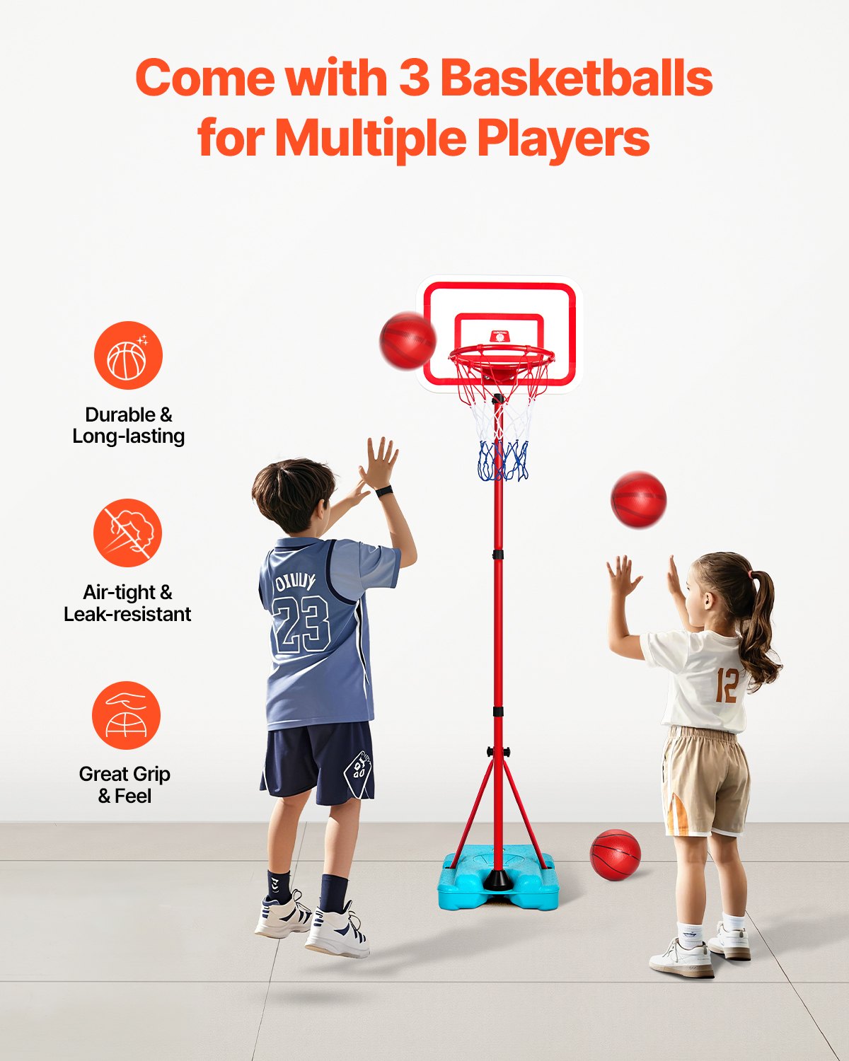 Kids Basketball Hoop, Height Adjustable, Portable Basketball Court with Fillable Base, Indoor and Outdoor Backyard Sport Game, Toddler Basketball Toys for Kids 3-8 Years Old, Boys and Girls