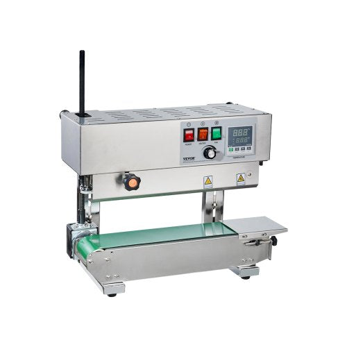 Continuous Bag Band Sealing Machine, 0.24-0.47 in/6-12 mm Seal Width, Vertical Band Sealer Machine with Digital Temperature Control, Stainless Steel Bag Sealer for 0.02-0.8 mm Plastic Bags Films