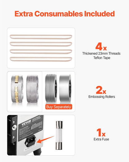 Kontinuerlig påsbandsförslutningsmaskin, 0,24-0,47 tum/6-12 mm förseglingsbredd, vertikal bandförslutningsmaskin med digital temperaturkontroll, påsförslutningsmaskin i kolstål för 0,02-0,8 mm plastpåsfilmer