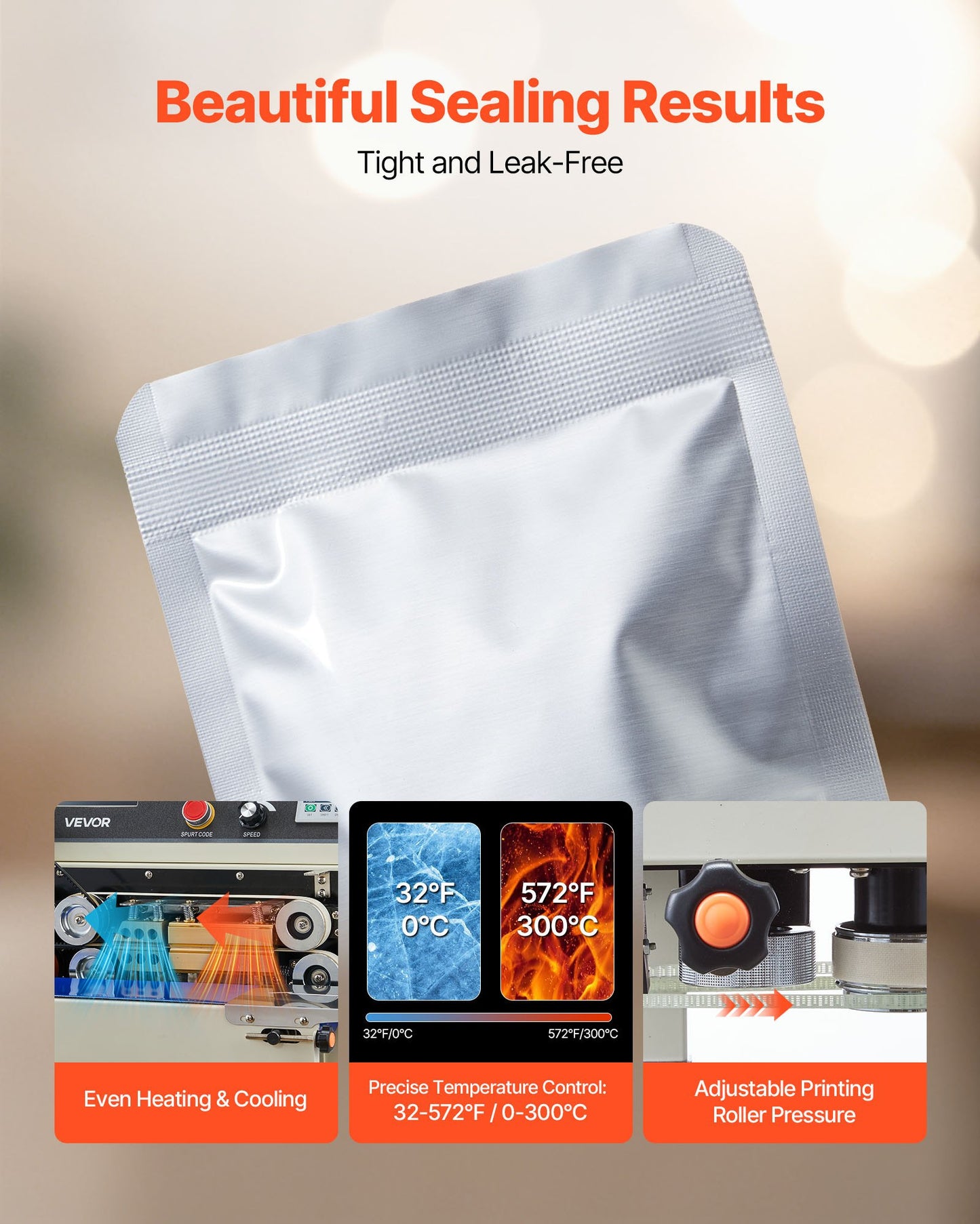 Kontinuerlig påsbandsförslutningsmaskin, 6-12 mm förseglingsbredd, vertikal bandförslutningsmaskin med rulltryck, temperatur- och hastighetsjusterbar, värmeförslutningsmaskin för 0,03-0,8 mm plastpåsar