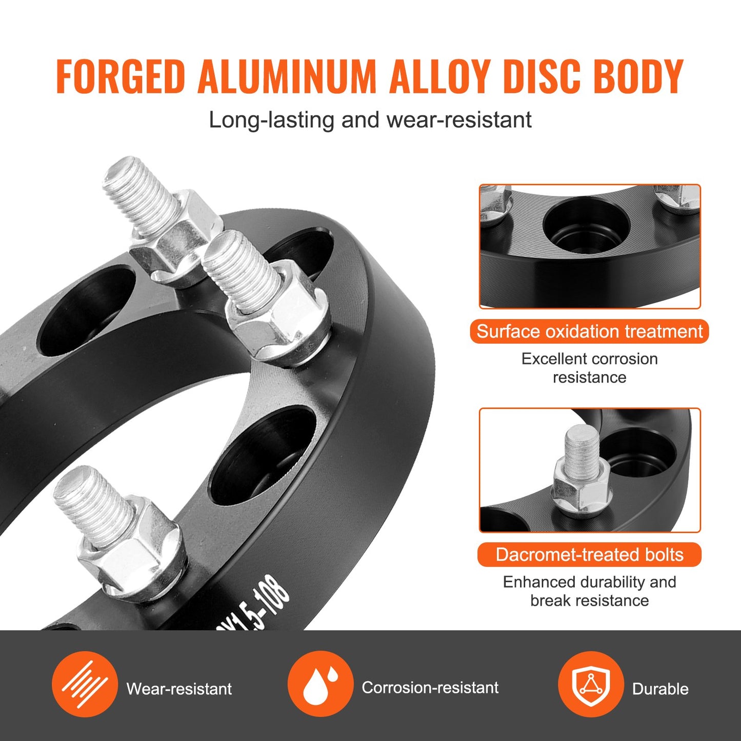 Wheel Spacers, 1" 6"x5.5" Wheel Adapters, 6 Lug Forged Spacer, 108 mm Bore Hubcentric M12 x1.5 Studs Spacers, Fit for 1979-2022 Toyota, Hummer, Lexus, Chevrolet, Honda, 4 PCS Black