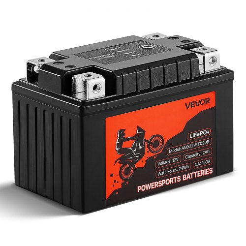 Motorcycle Battery, 12 Volt 2Ah, LiFePO4 Lithium Pre-Charged Powersports Battery, Maintenance Free & High Performance, Compatible with ATV, Motorcycle, Jet Skis, Scooter, UTV, and More