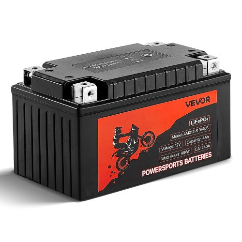 Motorcycle Battery, 12 Volt 4Ah, LiFePO4 Lithium Pre-Charged Powersports Battery, Maintenance Free & High Performance, Compatible with ATV, Motorcycle, Jet Skis, Scooter, UTV, and More