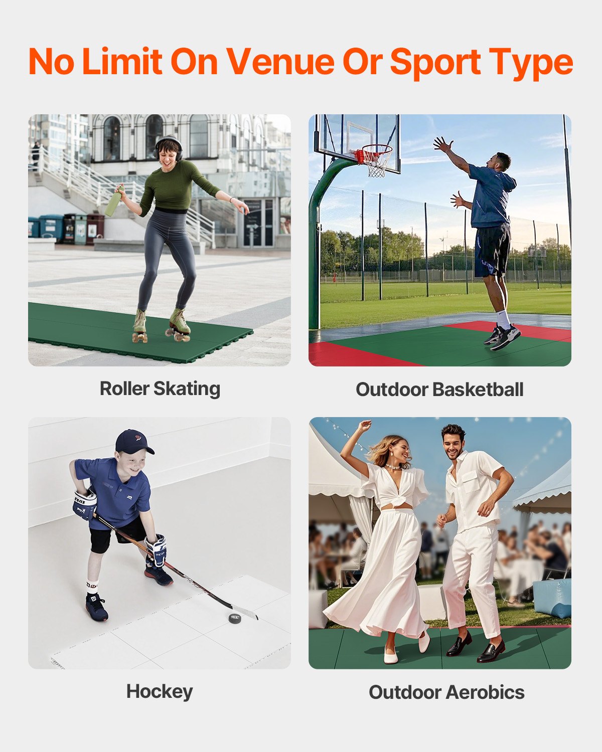 Dryland Tiles for Hockey Floor Mat, 12 x 12 in 15 Pcs Interlocking Versatile Training Surface, Dance Floor Tiles, Hockey Training Equipment Board for Shooting (Ash Gray, 15 sq. ft/Box)